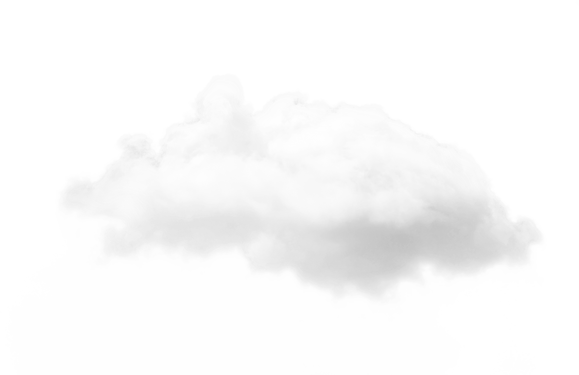 Fluffy white cloud resting against a transparent background, illustrating a peaceful, serene sky element for design or educational content.